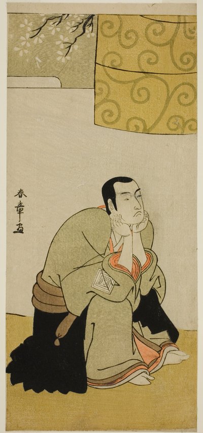 Aktor Ichikawa Monnosuke II jako mnich buddyjski w sztuce Edo no Hana Mimasu Soga, wystawionej w Teatrze Nakamura w czwartym miesiącu 1783 r. autorstwa Katsukawa Shunsho