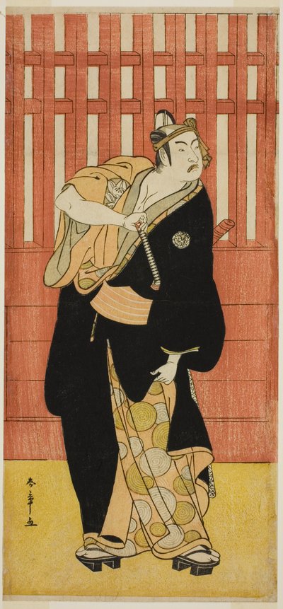 Aktor Ichimura Uzaemon IX jako Soga no Goro Tokimune przebrany za Agemaki no Sukeroku w sztuce Sukeroku Yukari no Edo-zakura, wystawiony w Teatrze Ichimura w piątym miesiącu, 1782 autorstwa Katsukawa Shunsho