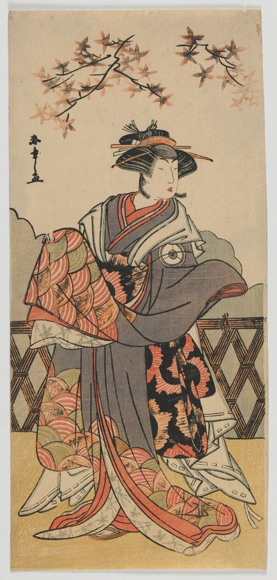 Aktor Iwai Hanshiro IV, okres Edo, koniec lat 80. XVIII wieku (kolorowy drzeworyt) autorstwa Katsukawa Shunsho