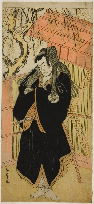 Aktor Matsumoto Koshiro IV jako Matsuo-maru (?) w sztuce Sugawara Denju Tenarai Kagami (?), wystawiony w Teatrze Nakamura (?) w czwartym miesiącu 1779 (?) autorstwa Katsukawa Shunsho