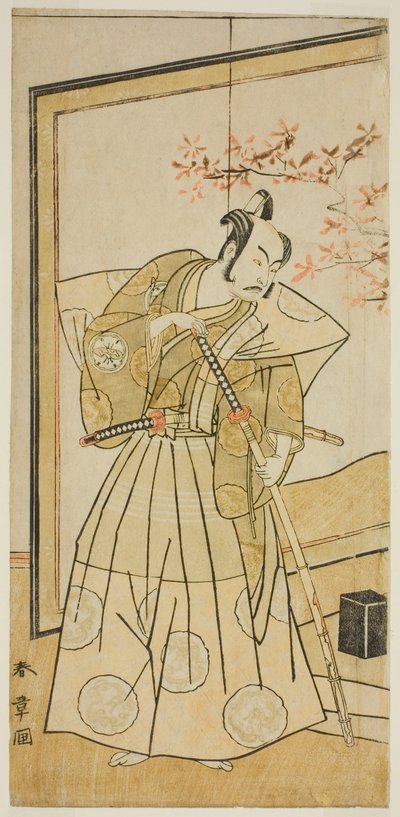 Świat pierwszego śniegu, przedziurawiony w Morita, 1773 autorstwa Katsukawa Shunsho