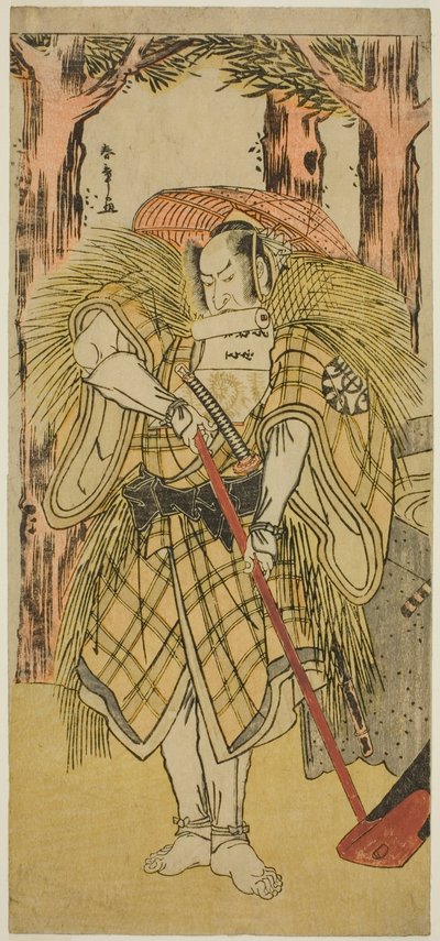 Aktor Nakamura Nakazo I jako Hakamadare Yasusuke lub Watanabe no Tsuna (?) w sztuce Shintenno Tonoi no Kisewata (?), wystawionej w Teatrze Nakamura (?) w jedenastym miesiącu 1781 (?) autorstwa Katsukawa Shunsho
