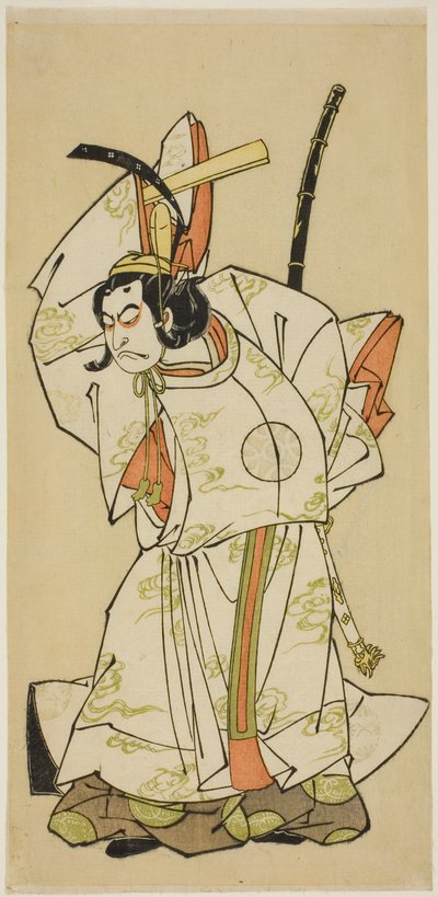Aktor Nakamura Nakazo I jako książę Koreakira (?) w sztuce Gohiiki Kanjincho, wystawiony w Teatrze Nakamura w jedenastym miesiącu, 1773 autorstwa Katsukawa Shunsho