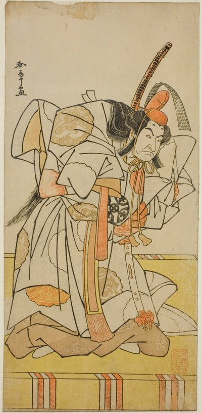 Aktor Nakamura Nakazo I jako książę Takahiro w spektaklu Nishiki Tsui no Yumitori, wystawiony w Teatrze Morita w jedenastym miesiącu, 1778 autorstwa Katsukawa Shunsho