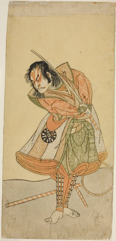 Play Soga Moyo Aigo no Wakamatsu, wystawiony w Teatrze Nakamura w pierwszym miesiącu, autorstwa Katsukawa Shunsho