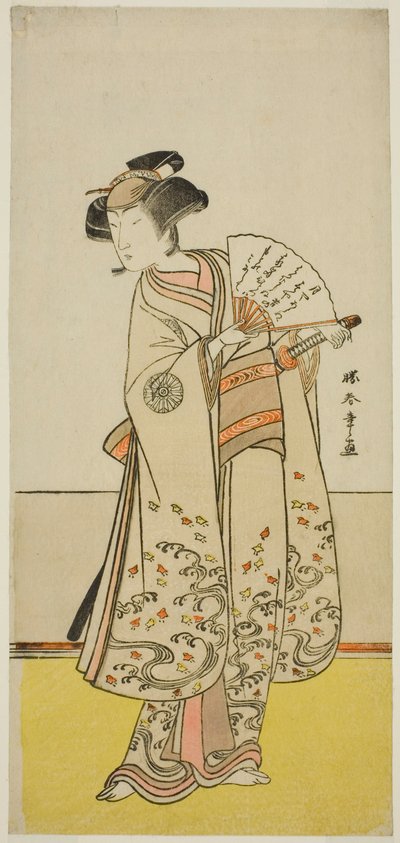 Aktor Nakamura Noshio I jako Oiso no Tora (?) w sztuce Shida Yuzuriha Horai Soga (?), wystawionej w Teatrze Morita (?) w pierwszym miesiącu 1775 (?) autorstwa Katsukawa Shunsho