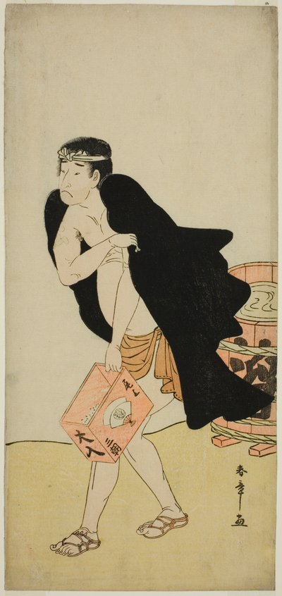 Aktor Onoe Matsusuke I jako nosiciel Palankin Gohei w sztuce Kitekaeru Nishiki no Wakayaka, wystawionej w Teatrze Nakamura w jedenastym miesiącu, 1780 autorstwa Katsukawa Shunsho