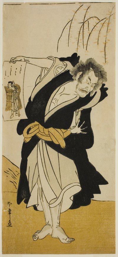 Otani Hiroemon III jako mnich renegat Dainichibo w sztuce Tsukisenu Haru Hagoromo Soga, wystawionej w Teatrze Ichimura w trzecim miesiącu, autorstwa Katsukawa Shunsho