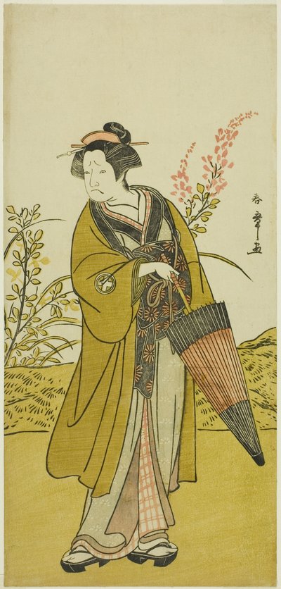 Aktor Otani Tomoemon I jako Otsuma w sztuce Kabuki no Hana Bandai Soga, wystawionej w Teatrze Ichimura w czwartym miesiącu 1781 autorstwa Katsukawa Shunsho