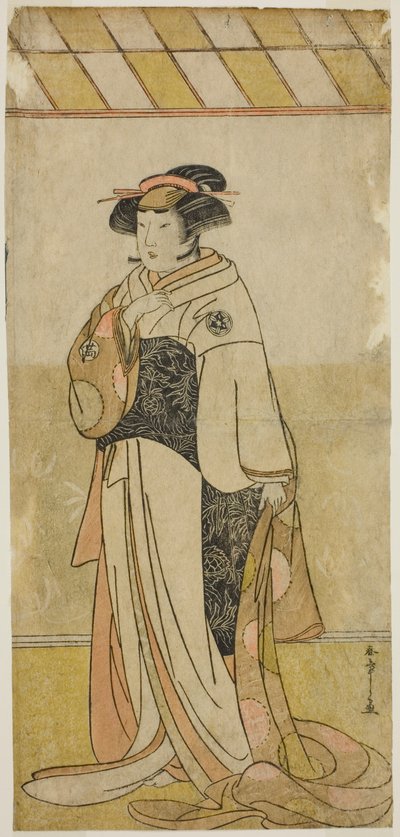 Yamashita Kinsaku II jako Lady Manko (Manko Gozen) w sztuce Hatsumombi Kuruwa Soga, wystawionej w Teatrze Nakamura w pierwszym miesiącu, autorstwa Katsukawa Shunsho