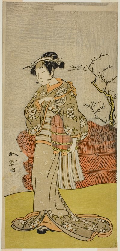 Świat pierwszego śniegu w roku, świat pierwszego śniegu, perforowany w Morita, 1773 autorstwa Katsukawa Shunsho