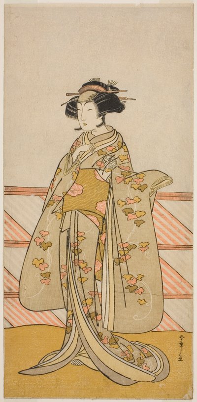 Aktor Yoshizawa Iroha I jako Tamamo no Mae (?) w sztuce Sakuya Kono Hana no Kaomise (?), wystawiony w Teatrze Nakamura (?) w jedenastym miesiącu 1776 (?) autorstwa Katsukawa Shunsho