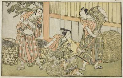Sztuka Kuni no Hana Ono no Itsumoji, wystawiona w teatrze Nakamura w jedenastym miesiącu, ok. 1772 r. (drzeworyt) autorstwa Katsukawa Shunsho