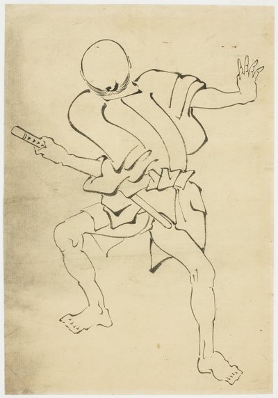 Uzbrojony asystent (badanie), ok. 1815-1849 (tusz na papierze) autorstwa Katsushika (school of) Hokusai