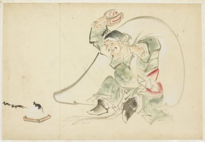 Daikoku, Bóg Szczęścia, ze swoją Magią drewniany młotek autorstwa Katsushika (school of) Hokusai