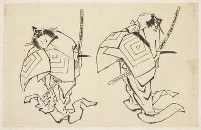 Danjuro V lub VI, aktor Kabuki, w Arigoto Rola (dwa opracowania), ok. 1815-1849 (tusz na papierze) autorstwa Katsushika (school of) Hokusai
