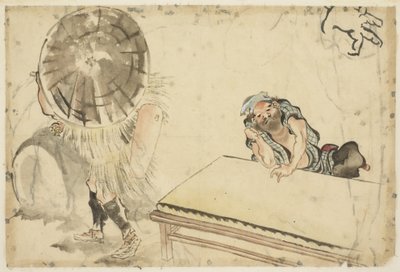 Wytwórca Mochi i Wytwornica Tatami (dwa szkice), ok. 1815-1849 (tusz i kolor na papierze) autorstwa Katsushika (school of) Hokusai