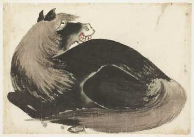 Leżący koń autorstwa Katsushika (school of) Hokusai