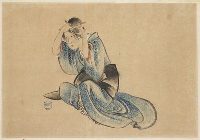 Siedząca pani w toalecie autorstwa Katsushika (school of) Hokusai