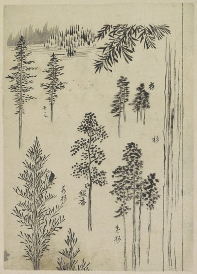Krajobraz z drzewami autorstwa Katsushika Hokusai (possibly)