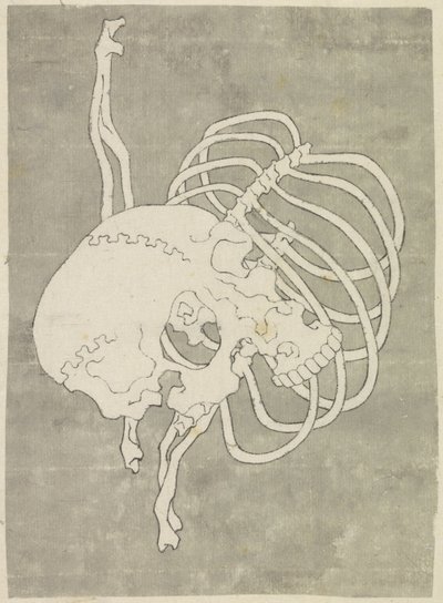 Czaszka i klatka piersiowa autorstwa Katsushika Hokusai (possibly)