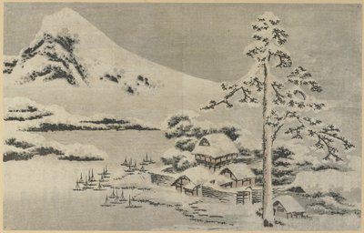 (Wioska nadmorska w śniegu), 1814 autorstwa Katsushika Hokusai