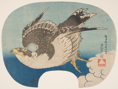 Jastrząb w locie, ok. 1840 r. (drzeworyt) autorstwa Katsushika Hokusai