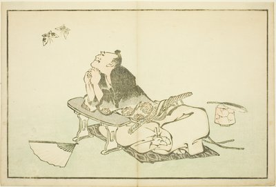Filozof oglądający parę motyli, z Księgi obrazkowej realistycznych obrazów Hokusaia (Hokusai shashin gafu) autorstwa Katsushika Hokusai