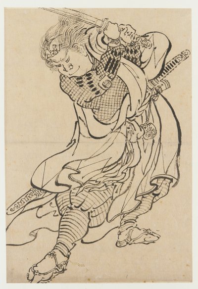 Wojownik, koniec XVIII i początek XIX wieku. autorstwa Katsushika Hokusai
