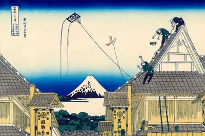 Szkic sklepu Mitsui w Suruga w Edo, 1830-1833. autorstwa Katsushika Hokusai