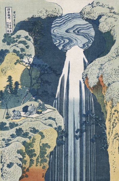 Wodospad Amida na autostradzie Kiso, z serii „Podróż do wodospadów wszystkich prowincji” autorstwa Katsushika Hokusai