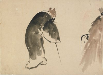 Stara mysz ubrana w czarną szatę, koniec XVIII-początek XIX wieku. autorstwa Katsushika Hokusai