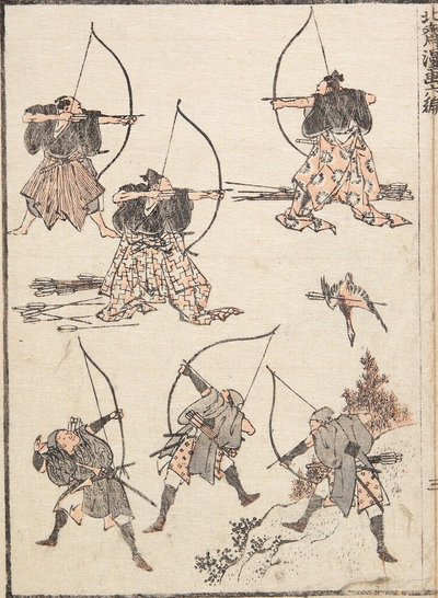 Łucznicy autorstwa Katsushika Hokusai