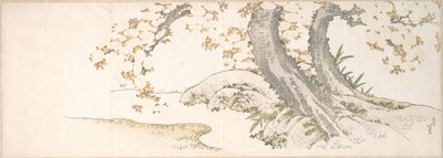 Kwitnące wiśnie nad strumieniem autorstwa Katsushika Hokusai