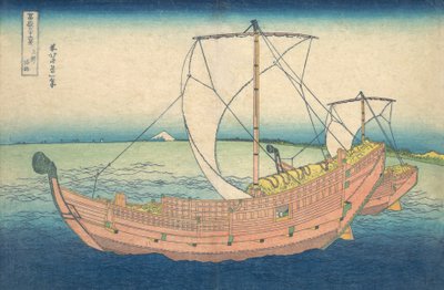 Łodzie na morzu przy Kazusa , z serii „36 widoków na górę Fuji, wyd.1831 autorstwa Katsushika Hokusai