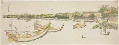 Łodzie przewożące ryż na rzece Sumida autorstwa Katsushika Hokusai