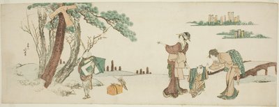 Chłopiec puszczający latawiec autorstwa Katsushika Hokusai