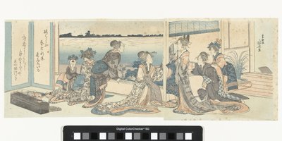 Kurtyzany patrzące na jesienny księżyc autorstwa Katsushika Hokusai