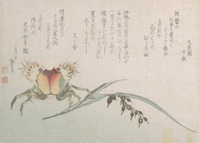 Zakład Kraba i Ryżu, XIX wiek. autorstwa Katsushika Hokusai