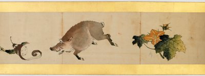Szczegół ręcznego przewijania z różnymi obrazami, okres Edo, 1839 tusz i kolor na papierze autorstwa Katsushika Hokusai