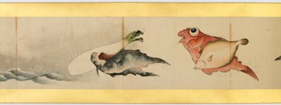 Szczegół ręcznego przewijania z różnymi obrazami, okres Edo, 1839 tusz i kolor na papierze autorstwa Katsushika Hokusai