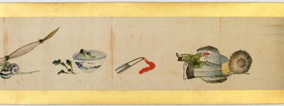 Szczegół ręcznego przewijania z różnymi obrazami, okres Edo, 1839 tusz i kolor na papierze autorstwa Katsushika Hokusai