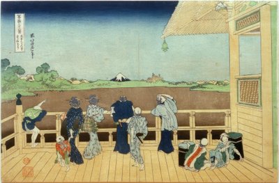 Die Halle Sazaidô des Tempels Gohyaku-Rakanji autorstwa Katsushika Hokusai