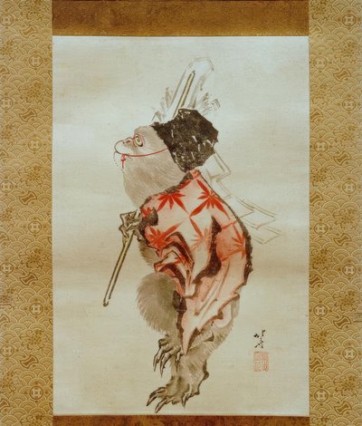 Wyszkolona małpa autorstwa Katsushika Hokusai