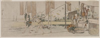 Farbiarki w pracy, c. 1800. autorstwa Katsushika Hokusai