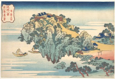„Wieczorny blask w Jungai” (Jungai sekishō), z cyklu „Osiem widoków wysp Ryūkyū” (Ryūkyū hakkei) autorstwa Katsushika Hokusai