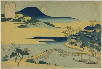 Wieczorny księżyc w Izumizaki (Izumizaki yagetsu), z serii "Osiem widoków wysp Ryukyu (Ryukyu hakkei)" autorstwa Katsushika Hokusai
