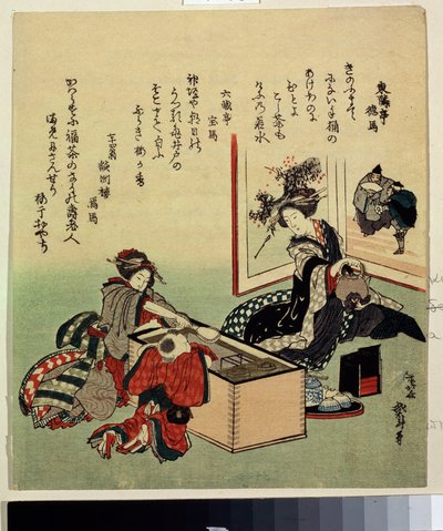 ""Kobiety i dziecko przy piecu (Hibachi)"" (Kobiety i chłopiec autorstwa Braziera) Rycina Katsushika Hokusai (1760-1849) 1816 Muzeum Puszkina, Moskwa autorstwa Katsushika Hokusai