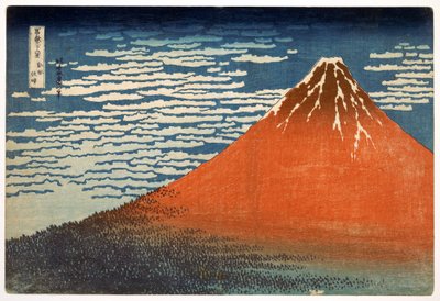 Fudżi; Góry przy dobrej pogodzie; 1831; z serii "36 widoków na górę Fuji" (odbitka ręcznie kolorowanego drewna) autorstwa Katsushika Hokusai