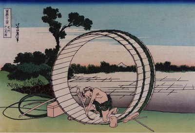 Fujimigahara w prowincji Owari, z cyklu Trzydzieści sześć widoków na górę Fuji, wyd. C. 1830-32 (drewno kolorowe) autorstwa Katsushika Hokusai